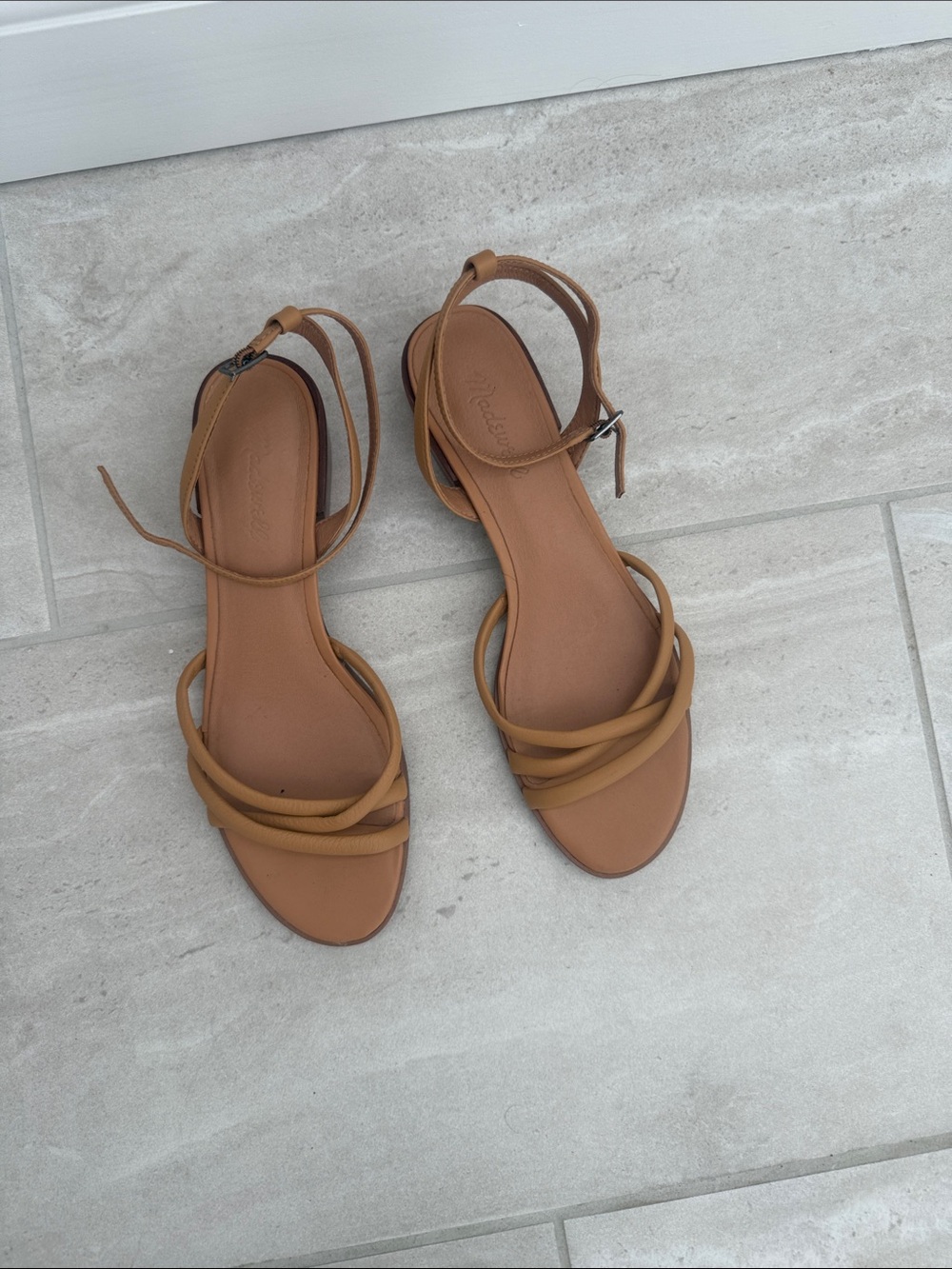 Madewell Tan Strappy Ankle-Strap Sandals